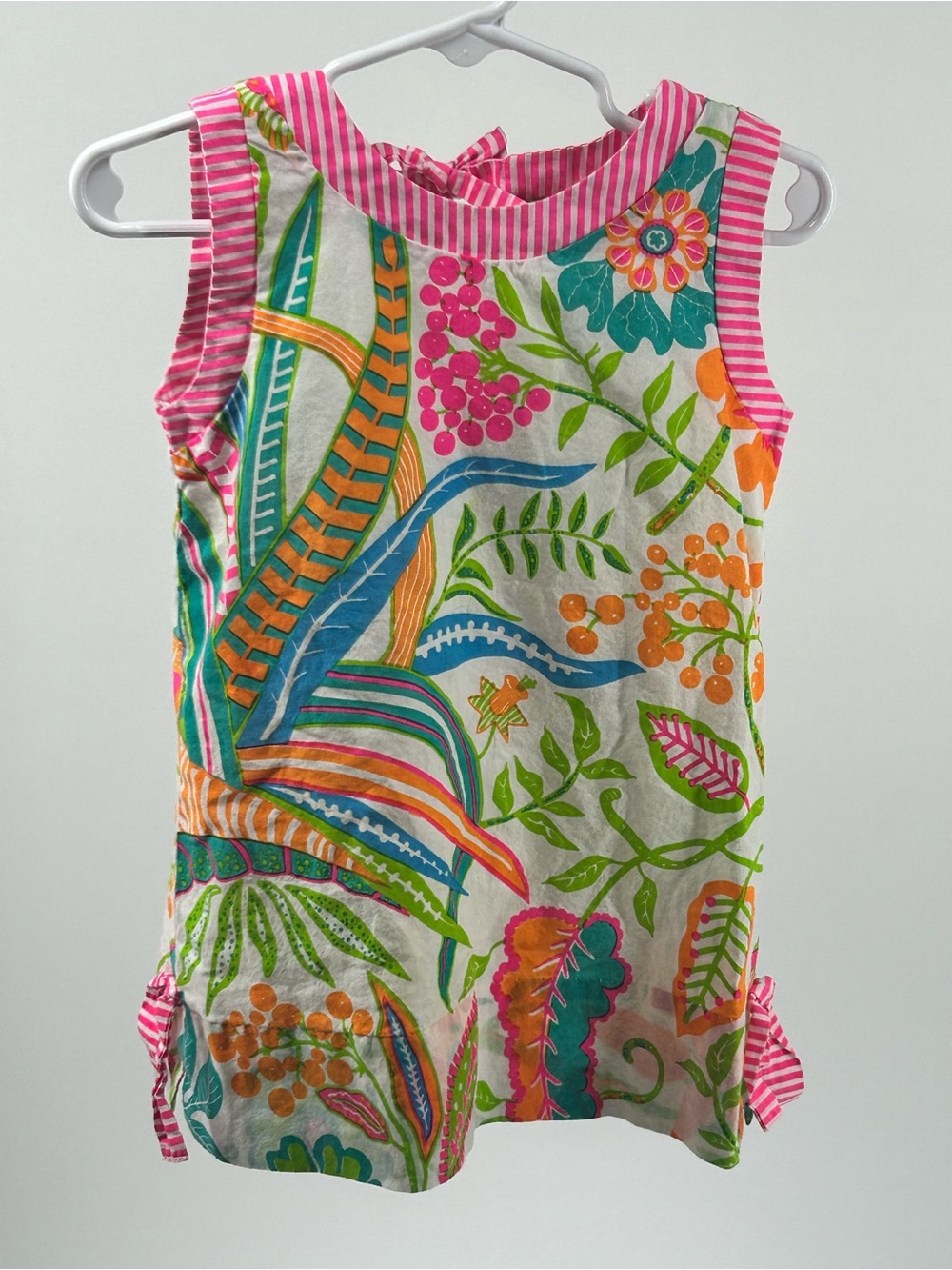 Gretchen Scott Girls Summer Shift Dress Size 2-4 Lined Cotton, Bright Neon